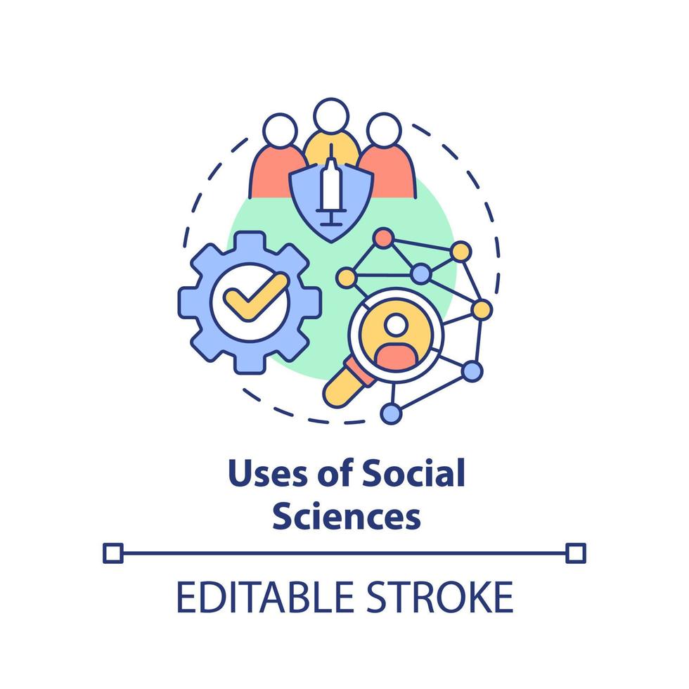 Uses of social sciences concept icon. Prevention measures. Pandemic preparedness abstract idea thin line illustration. Isolated outline drawing. Editable stroke. vector