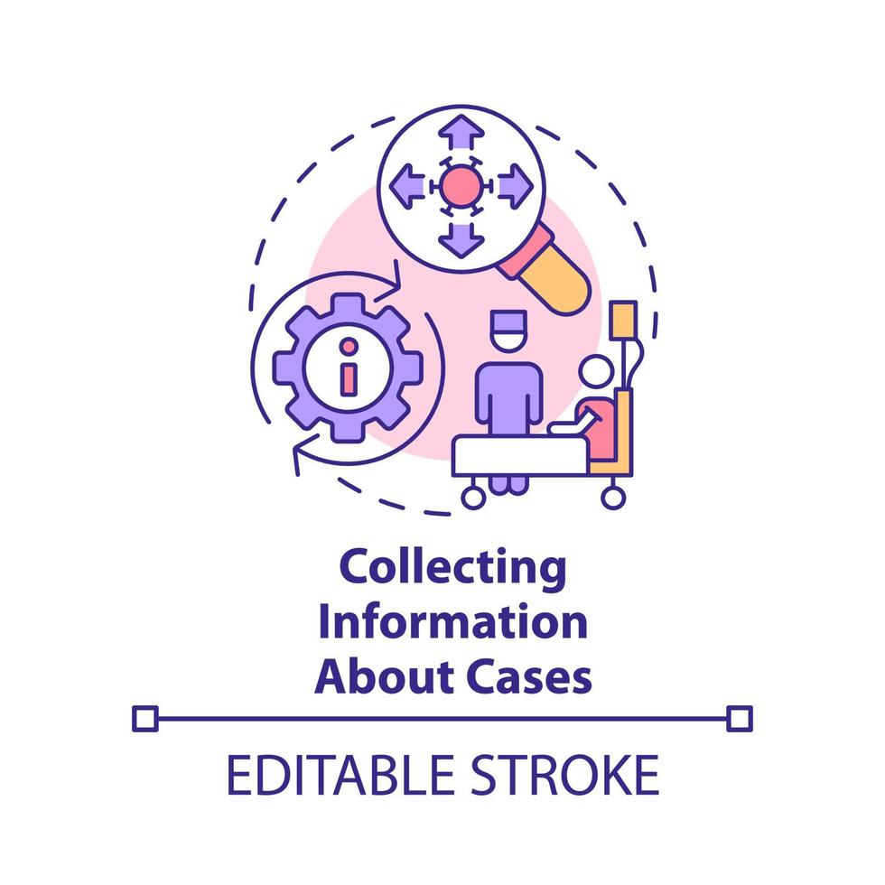 Collecting information about cases concept icon. Disease monitoring abstract idea thin line illustration. Isolated outline drawing. Editable stroke. vector