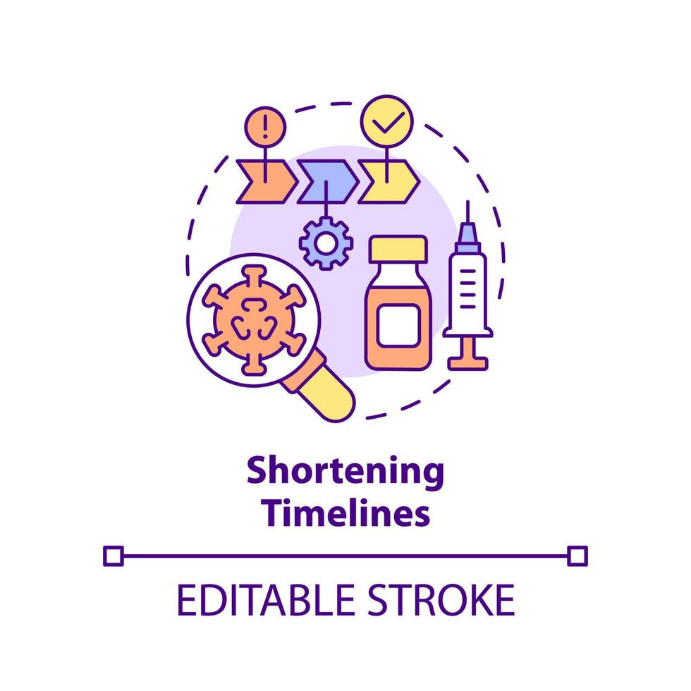 Shortening timelines concept icon. Goal for pandemic preparedness plan abstract idea thin line illustration. Isolated outline drawing. Editable stroke. vector