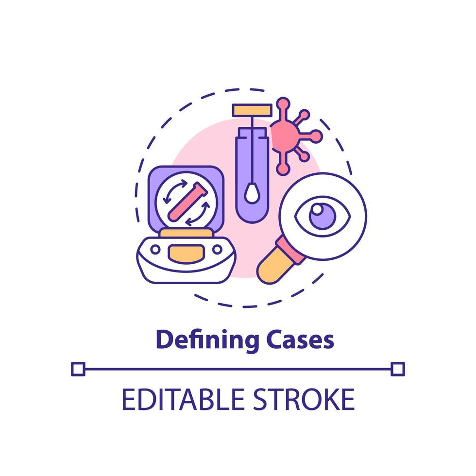 Defining cases concept icon. Tracking infection. Disease monitoring abstract idea thin line illustration. Isolated outline drawing. Editable stroke. vector