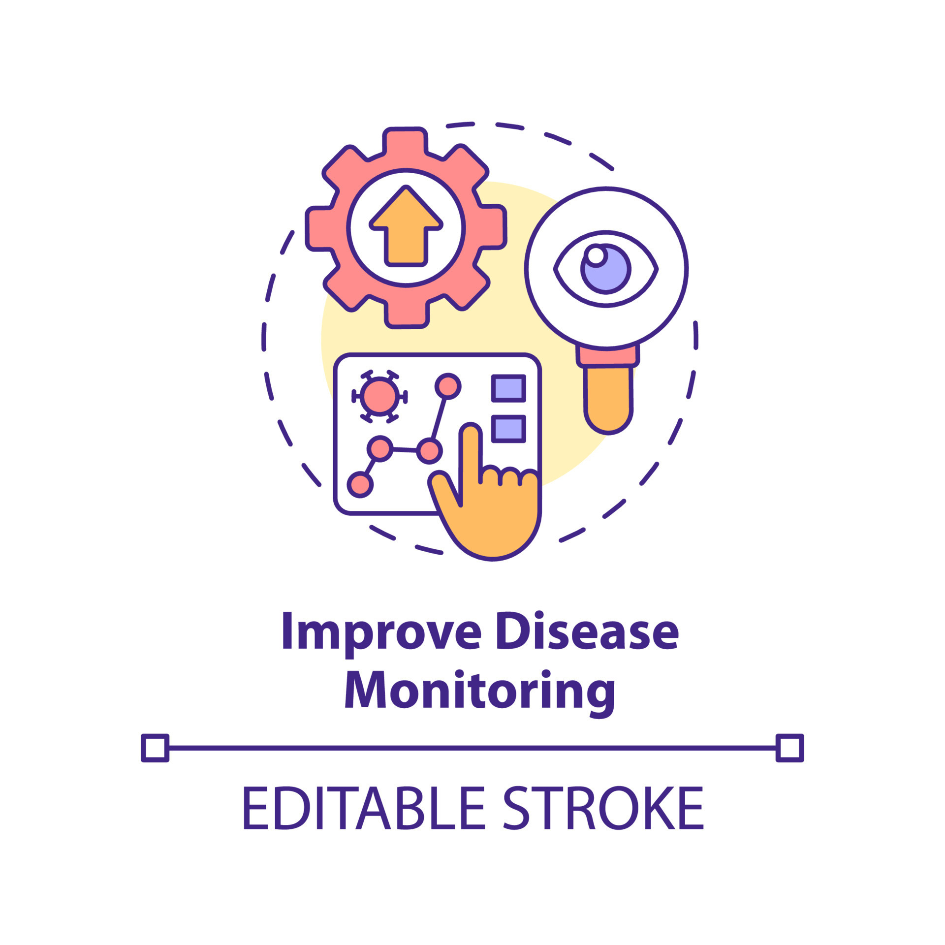 Improve disease monitoring concept icon. Illness surveillance. Pandemic