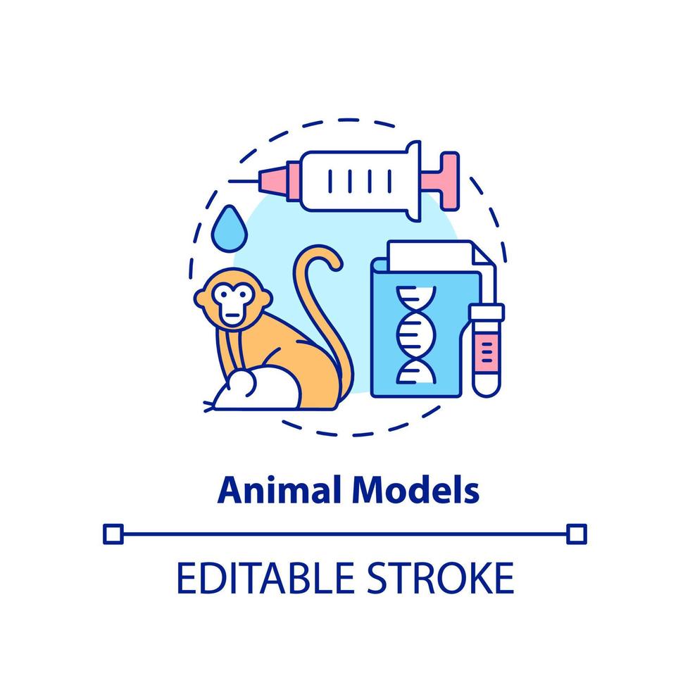 Animal models concept icon. Pandemic preparedness preclinical research abstract idea thin line illustration. Isolated outline drawing. Editable stroke. vector