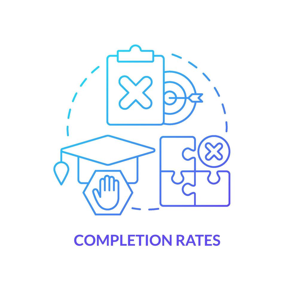 Completion rates blue gradient concept icon. Do not finish college. Issue in higher education abstract idea thin line illustration. Isolated outline drawing. vector