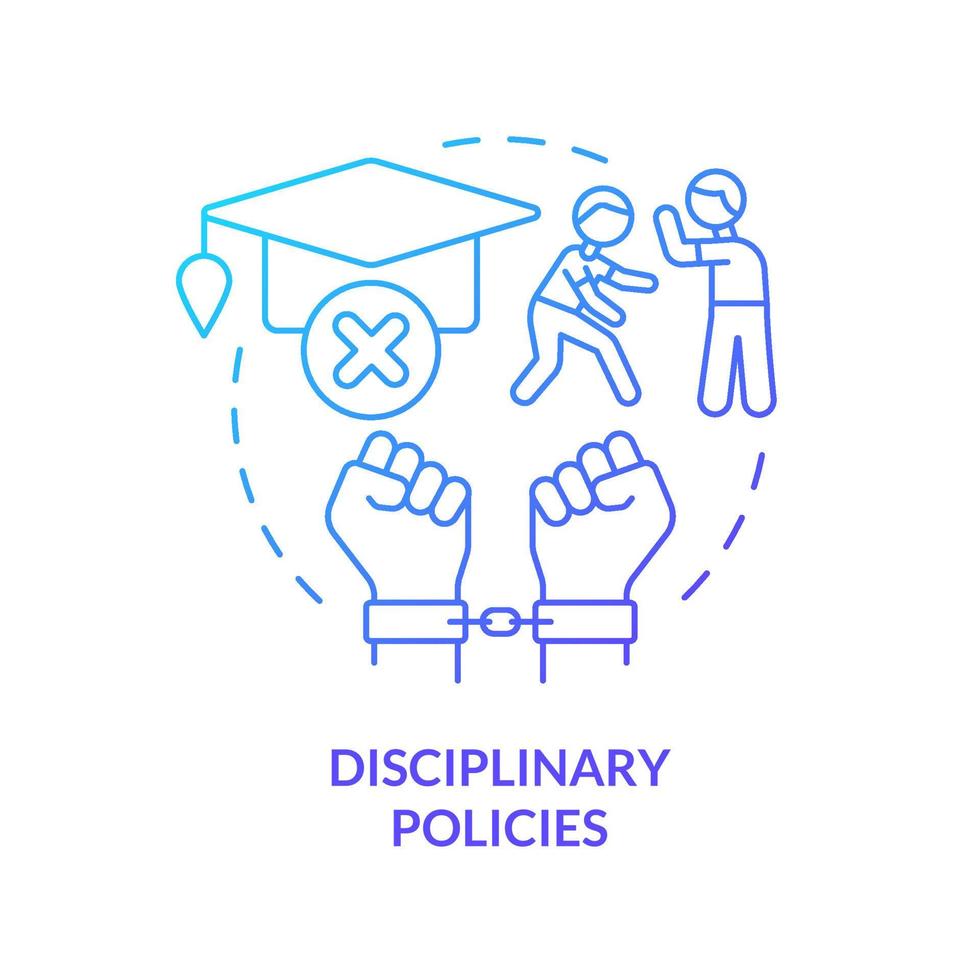 Disciplinary policies blue gradient concept icon. Control student behavior. Major education issue abstract idea thin line illustration. Isolated outline drawing. vector