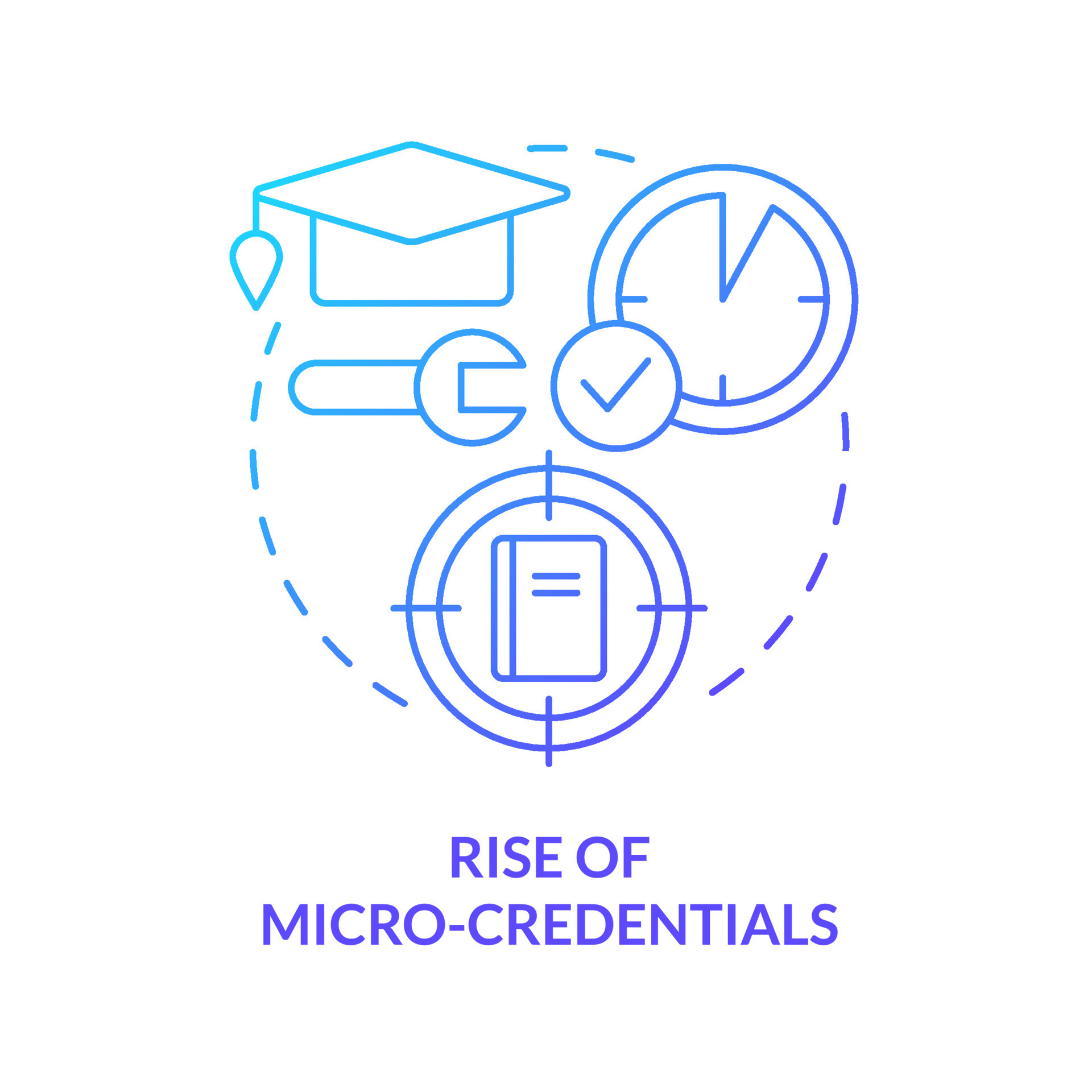 Rise of micro credentials blue gradient concept icon. Short term course ...