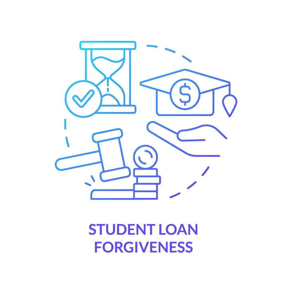 Student loan forgiveness blue gradient concept icon. Education costs. Issue in higher education abstract idea thin line illustration. Isolated outline drawing. vector