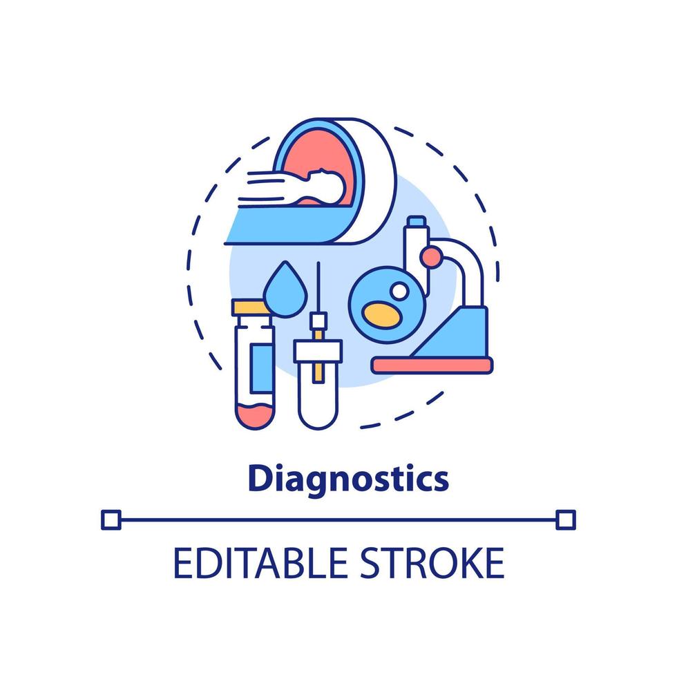 Diagnostics concept icon. Pandemic preparedness clinical research abstract idea thin line illustration. Isolated outline drawing. Editable stroke. vector