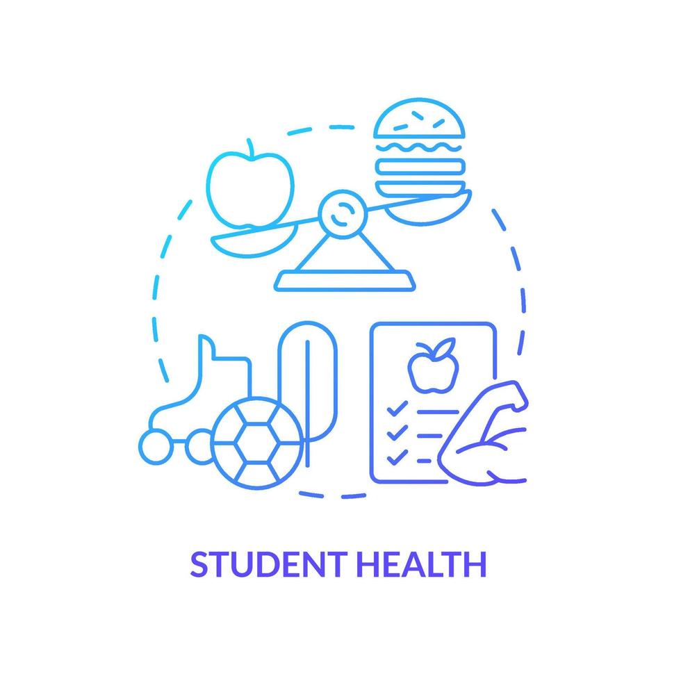 icono de concepto de gradiente azul de salud del estudiante. Actividad física y hábitos saludables. problema en las escuelas públicas idea abstracta ilustración de línea delgada. dibujo de contorno aislado. vector