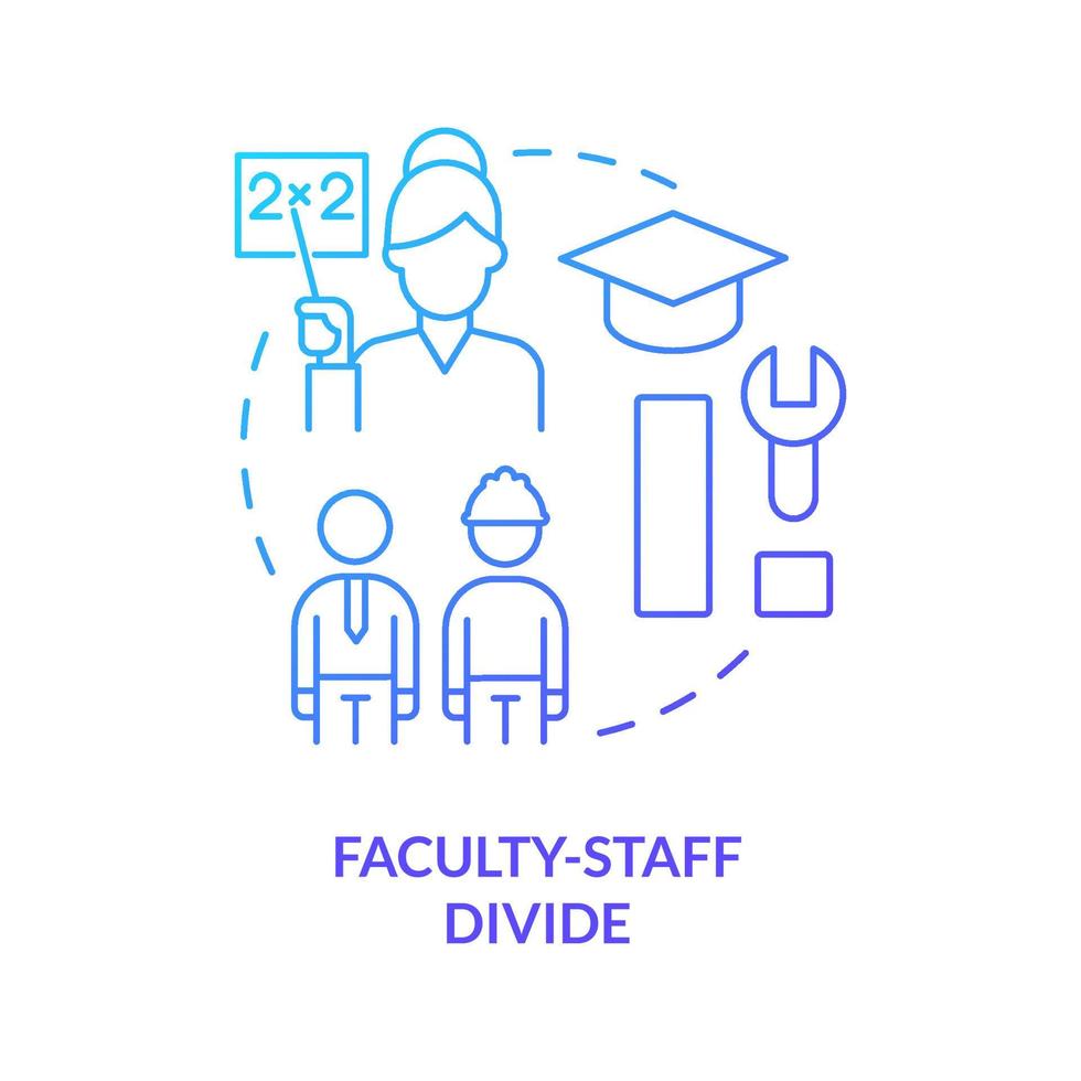 Faculty staff divide blue gradient concept icon. Divided workforce. Issue in higher education abstract idea thin line illustration. Isolated outline drawing. vector