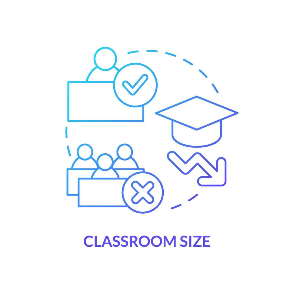 Classroom size blue gradient concept icon. Effective education. Better performance. Problem in public schools abstract idea thin line illustration. Isolated outline drawing. vector