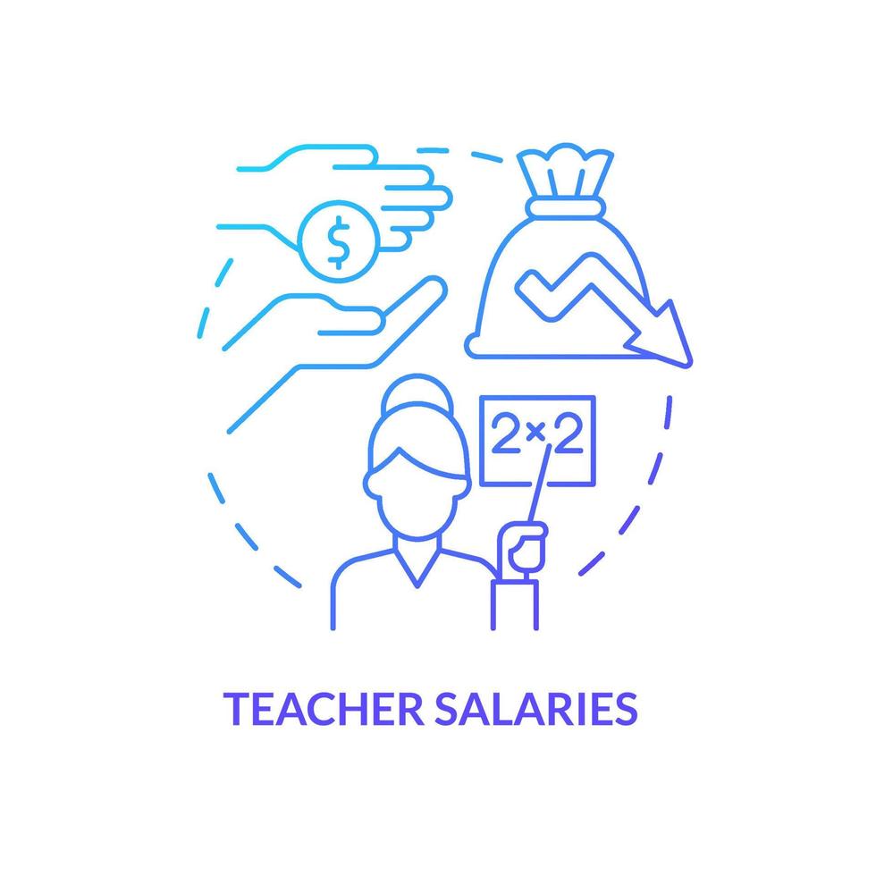 Teacher salaries blue gradient concept icon. Decreasing compensations. Major education issue abstract idea thin line illustration. Isolated outline drawing. vector