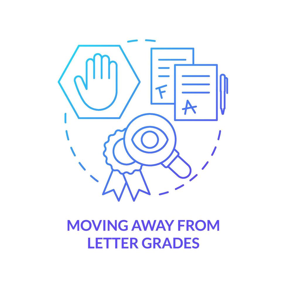 Moving away from letter grades blue gradient concept icon. Replace assessment. Trend in education abstract idea thin line illustration. Isolated outline drawing. vector