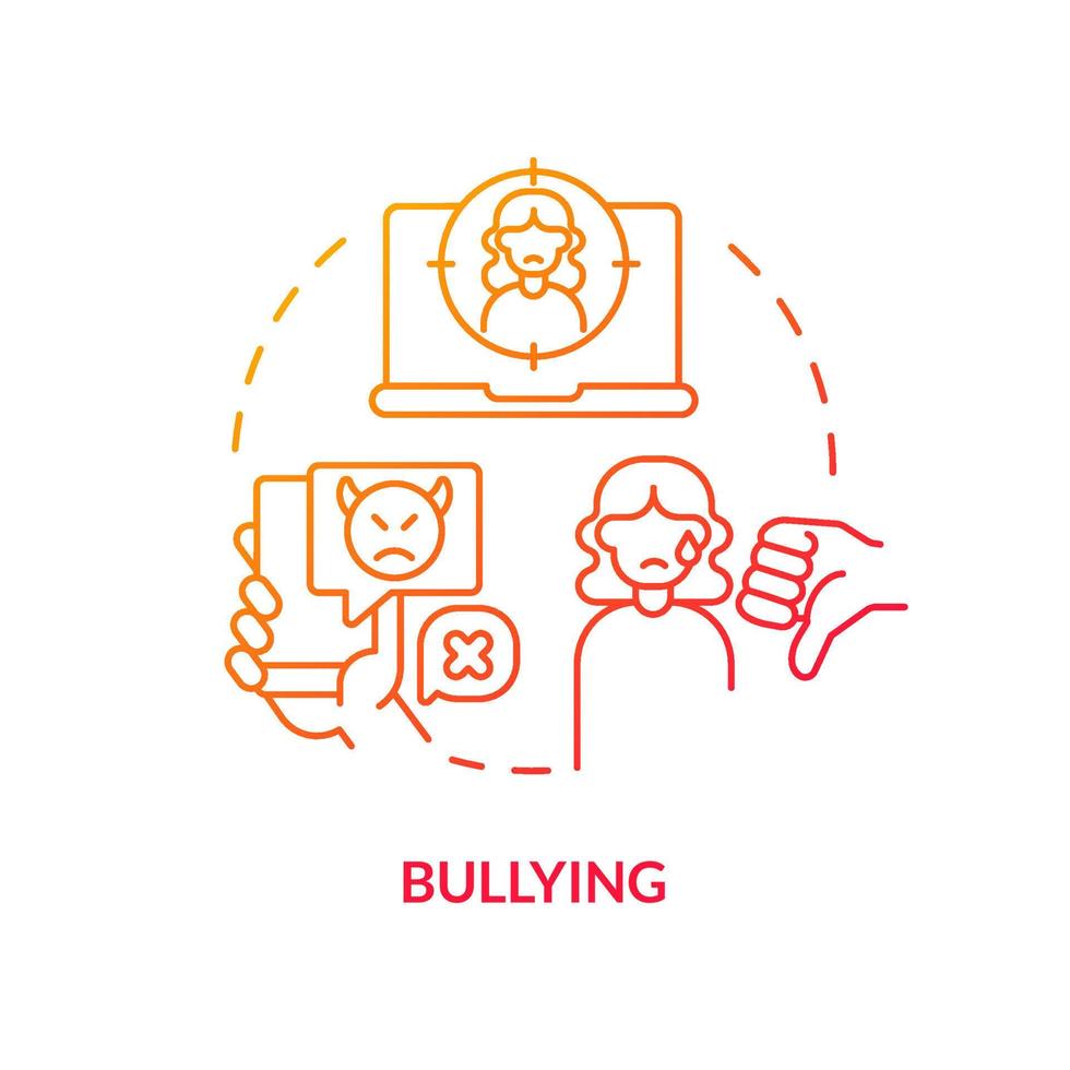 Bullying red gradient concept icon. Cyberbullying and torment online. Problem in public schools abstract idea thin line illustration. Isolated outline drawing. vector