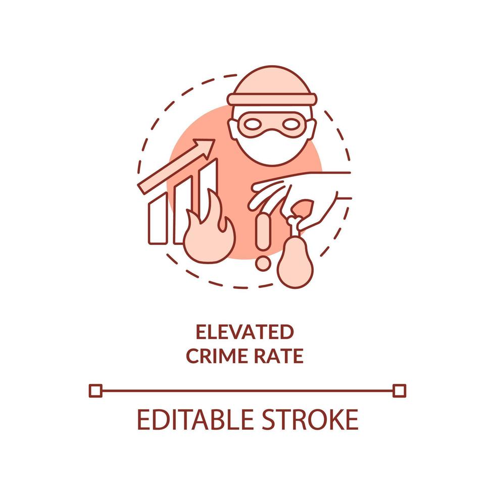 Elevated crime rate terracotta concept icon. Danger. Consequences of overcrowding abstract idea thin line illustration. Isolated outline drawing. Editable stroke. vector