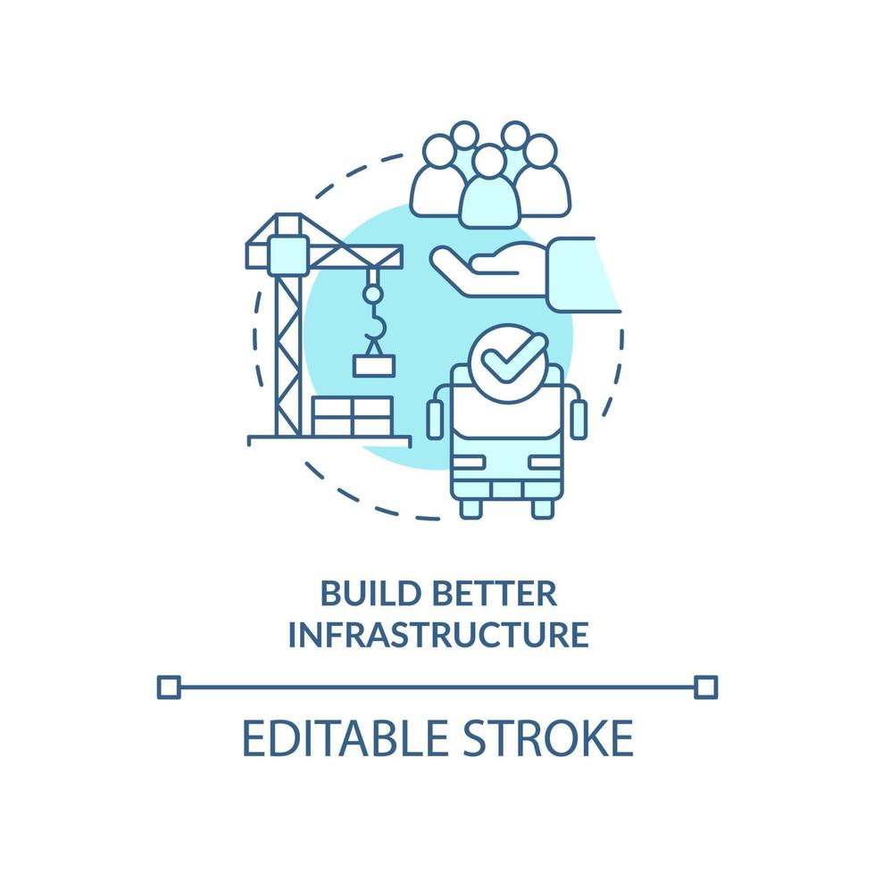 Build better infrastructure turquoise concept icon. Reduction of overcrowding abstract idea thin line illustration. Isolated outline drawing. Editable stroke. vector