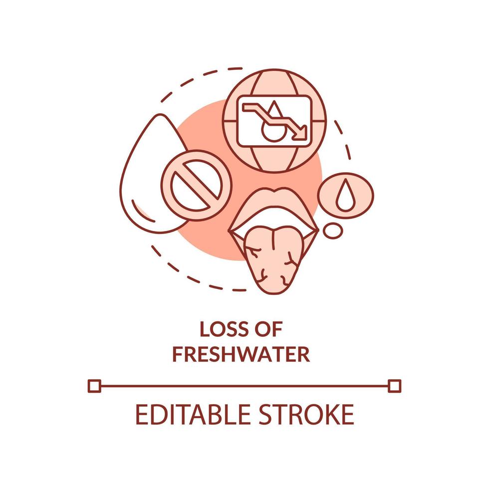 Loss of freshwater terracotta concept icon. Negative effect of overpopulation abstract idea thin line illustration. Isolated outline drawing. Editable stroke. vector