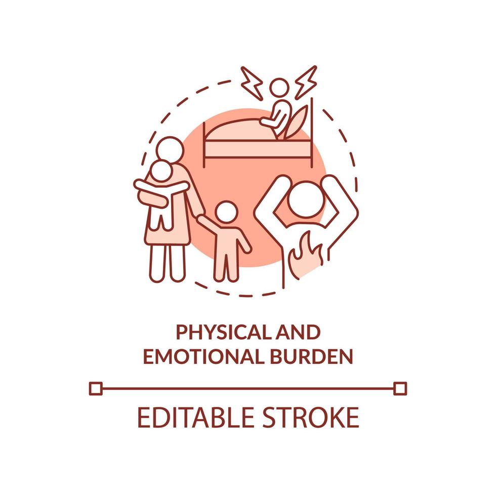 Physical and emotional burden terracotta concept icon. Health effects of overcrowding abstract idea thin line illustration. Isolated outline drawing. Editable stroke. vector