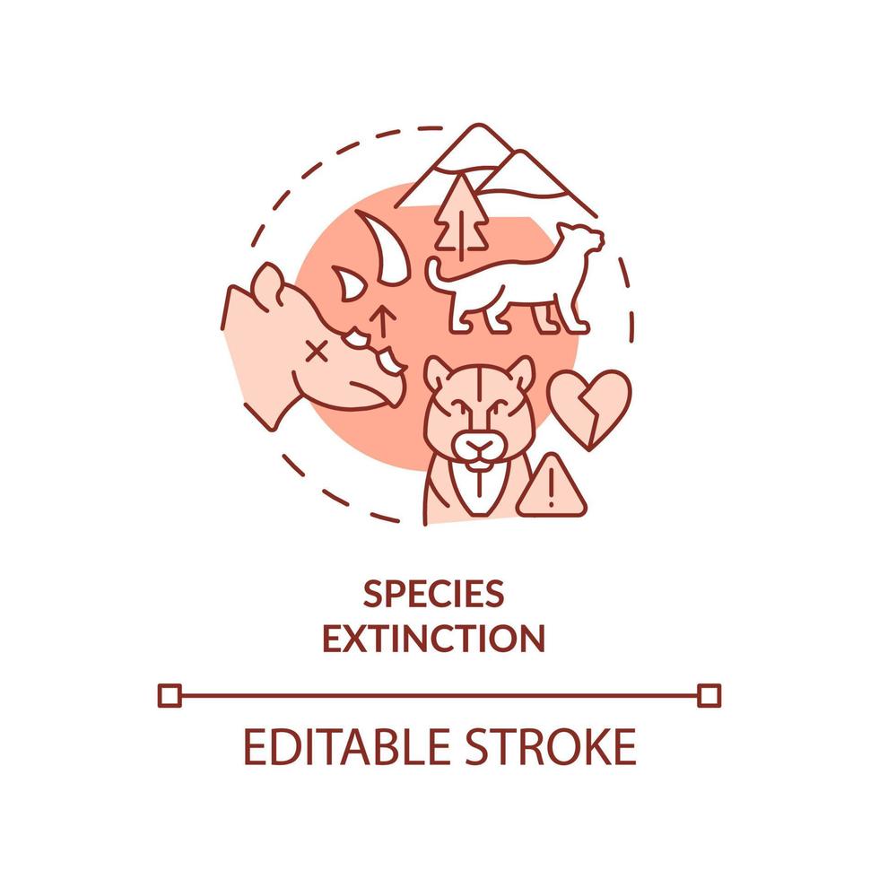 Species extinction terracotta concept icon. Wildlife. Consequence of overpopulation abstract idea thin line illustration. Isolated outline drawing. Editable stroke. vector