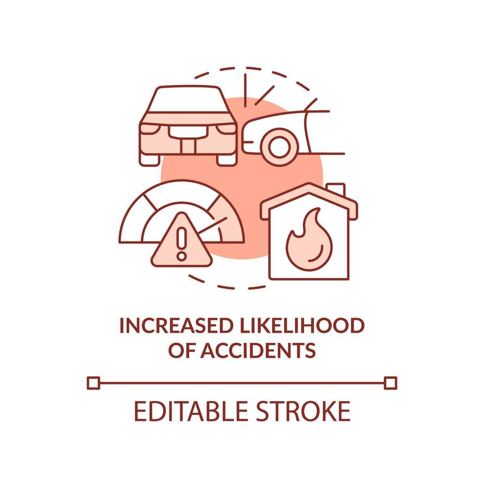 Increased likelihood of accidents terracotta concept icon. Overcrowding problems abstract idea thin line illustration. Isolated outline drawing. Editable stroke. vector