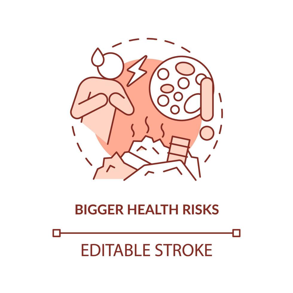 Bigger health risks terracotta concept icon. Sanitary. Overcrowding and health abstract idea thin line illustration. Isolated outline drawing. Editable stroke. vector