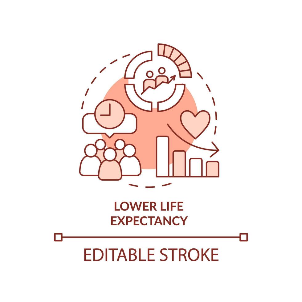 Lower life expectancy terracotta concept icon. Effect of global overpopulation abstract idea thin line illustration. Isolated outline drawing. Editable stroke. vector