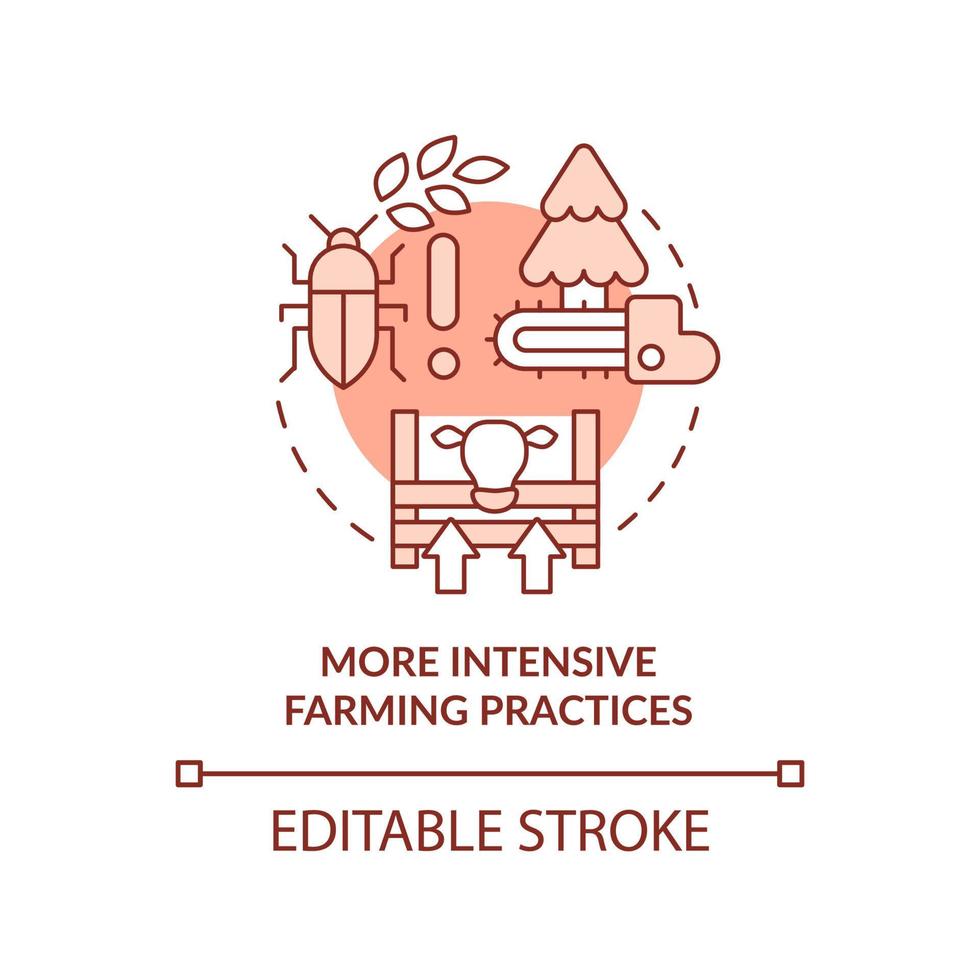 More intensive farming practices terracotta concept icon. Overpopulation effects abstract idea thin line illustration. Isolated outline drawing. Editable stroke. vector