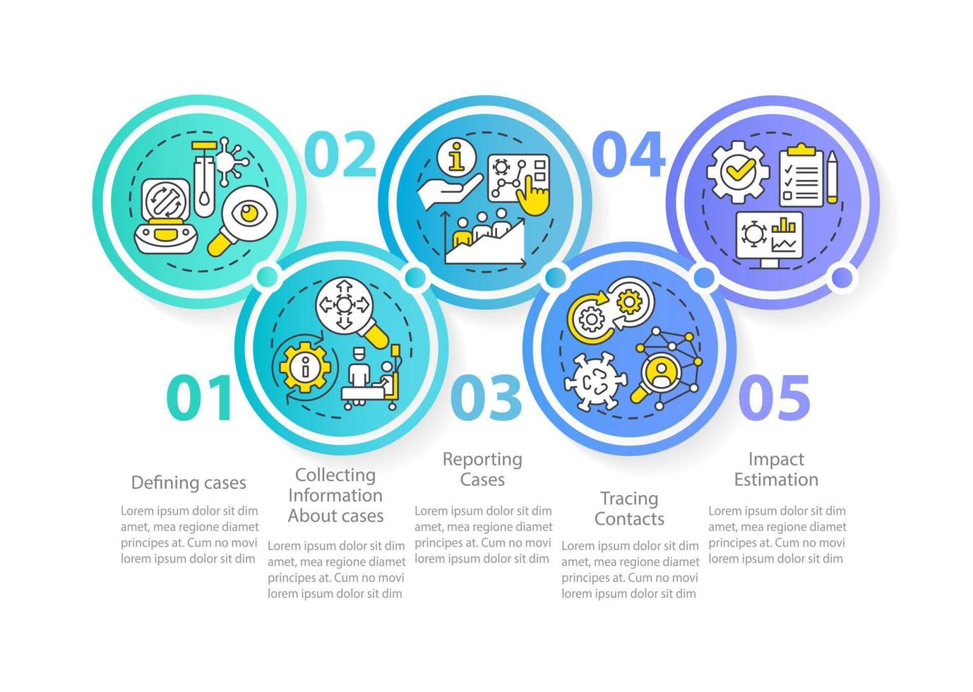 Disease Monitoring Steps Blue Circle Infographic Template Data