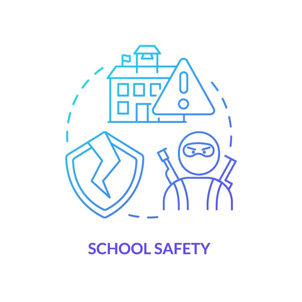 School safety blue gradient concept icon. Mass shootings danger. Problem in public schools abstract idea thin line illustration. Isolated outline drawing. vector