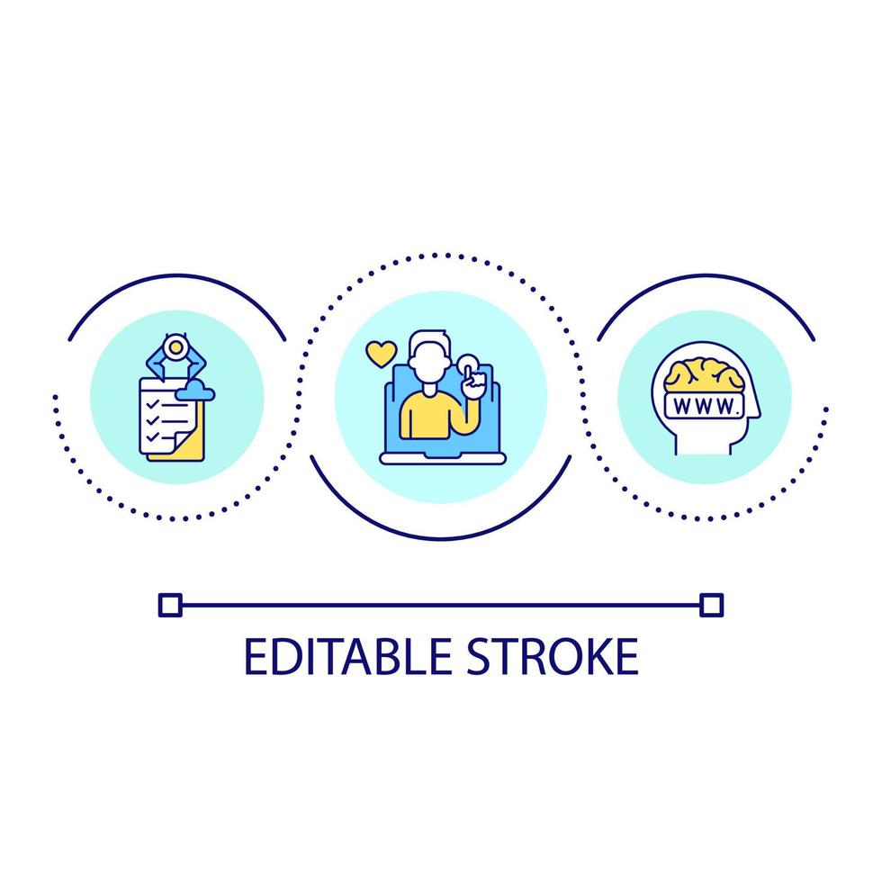 Virtual assistant service loop concept icon. Artificial intelligence abstract idea thin line illustration. Computer science. AI technology. Isolated outline drawing. Editable stroke. vector