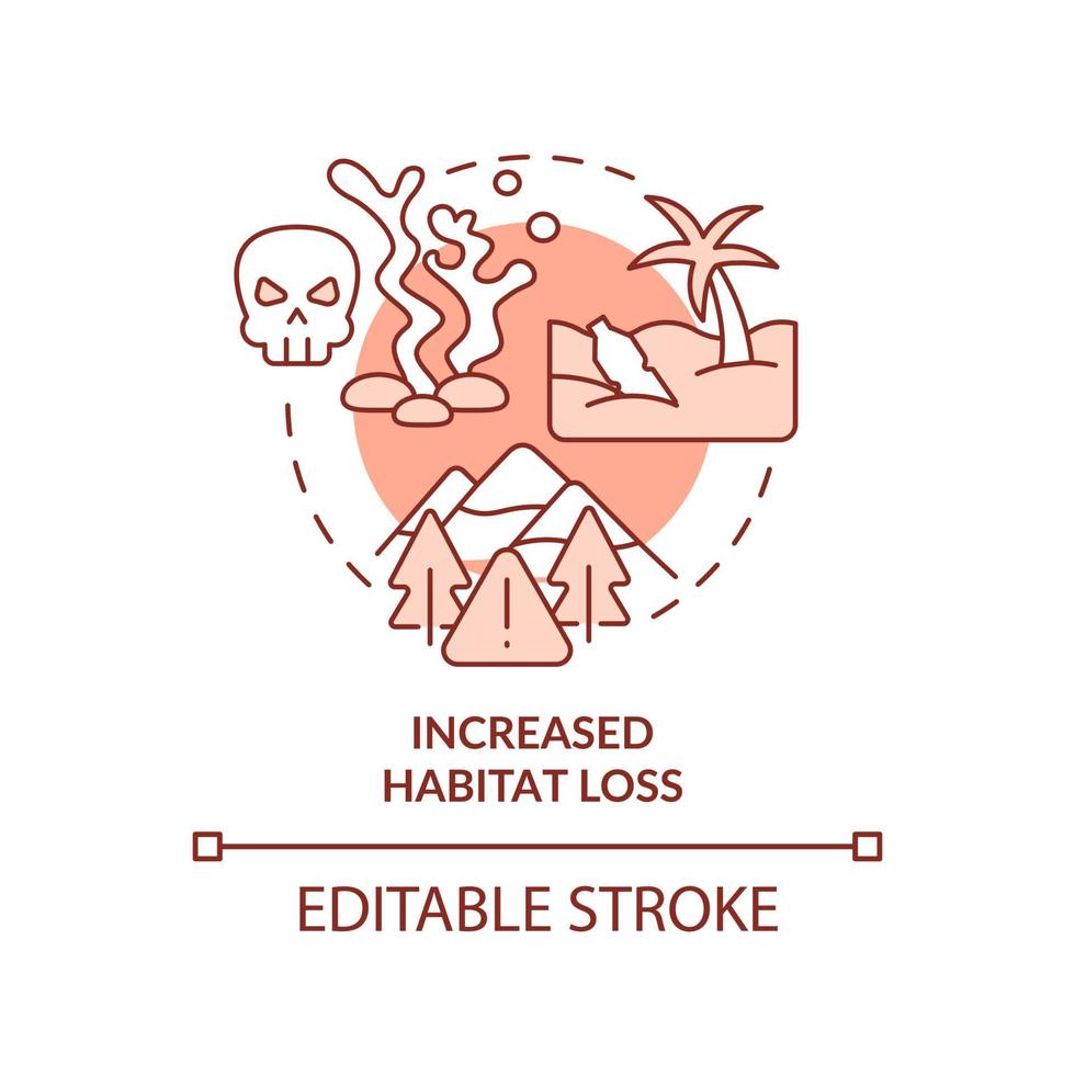 Increased habitat loss terracotta concept icon. Overpopulation effect on nature abstract idea thin line illustration. Isolated outline drawing. Editable stroke. vector