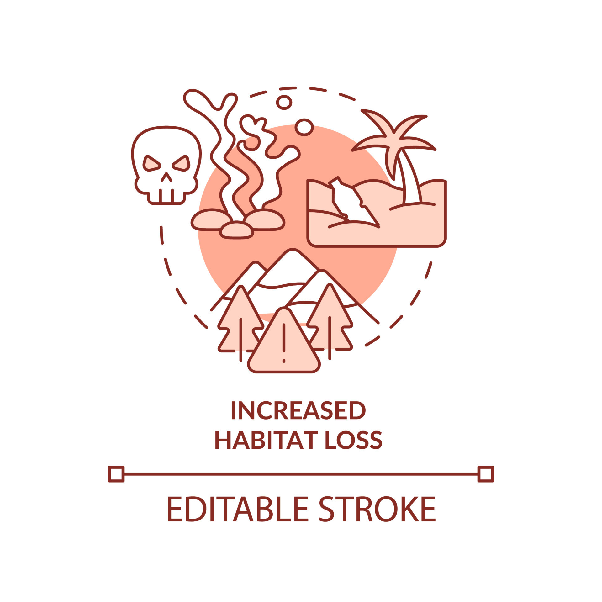 Increased habitat loss terracotta concept icon. Overpopulation effect