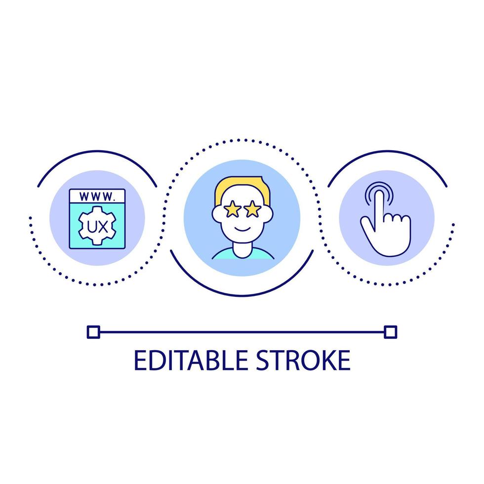 User experience design loop concept icon. Interaction with product abstract idea thin line illustration. Interactivity. Customer journey. Isolated outline drawing. Editable stroke. vector