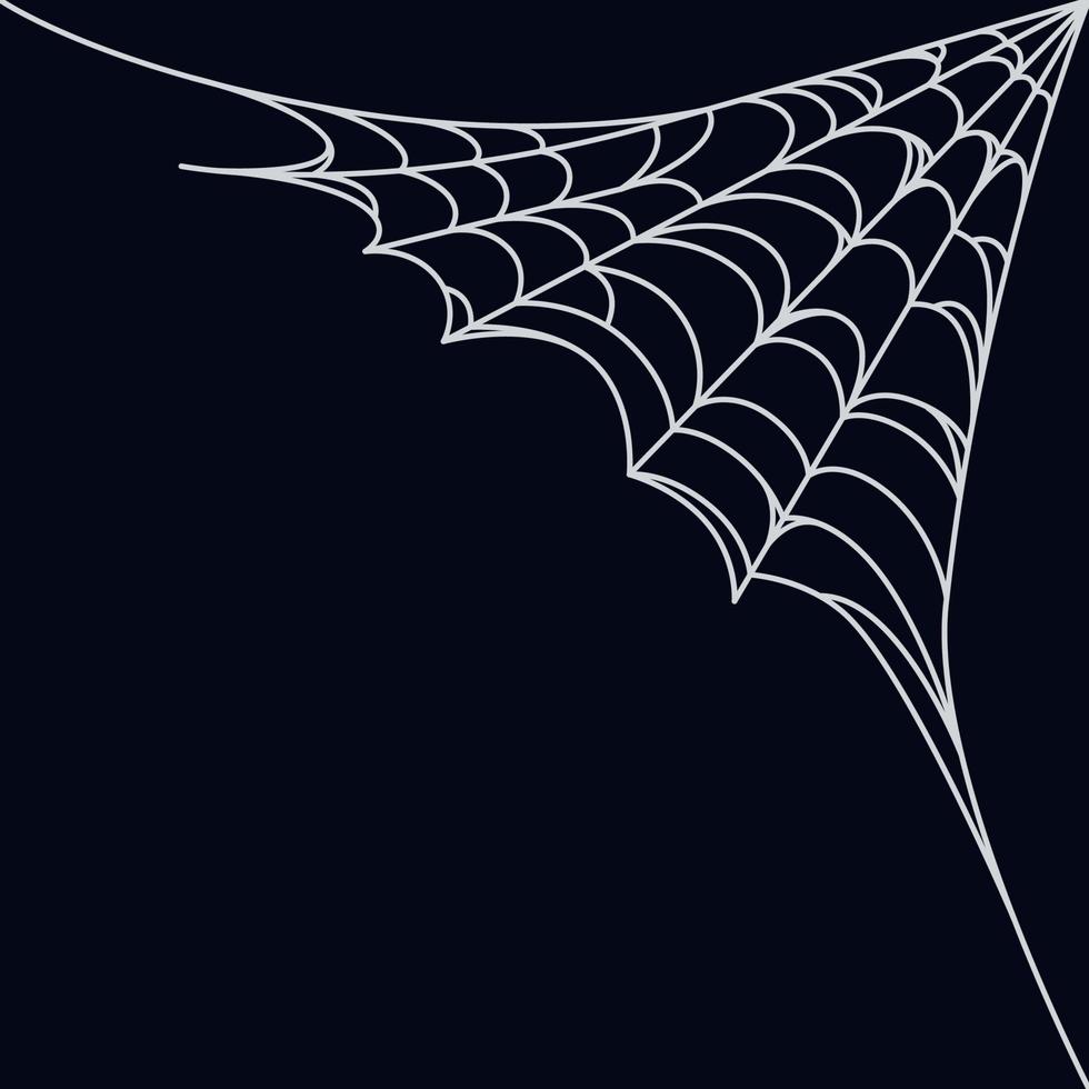 rincón de telaraña para diseños de halloween. esquina de telaraña aislada en fondo oscuro. ilustración vectorial vector