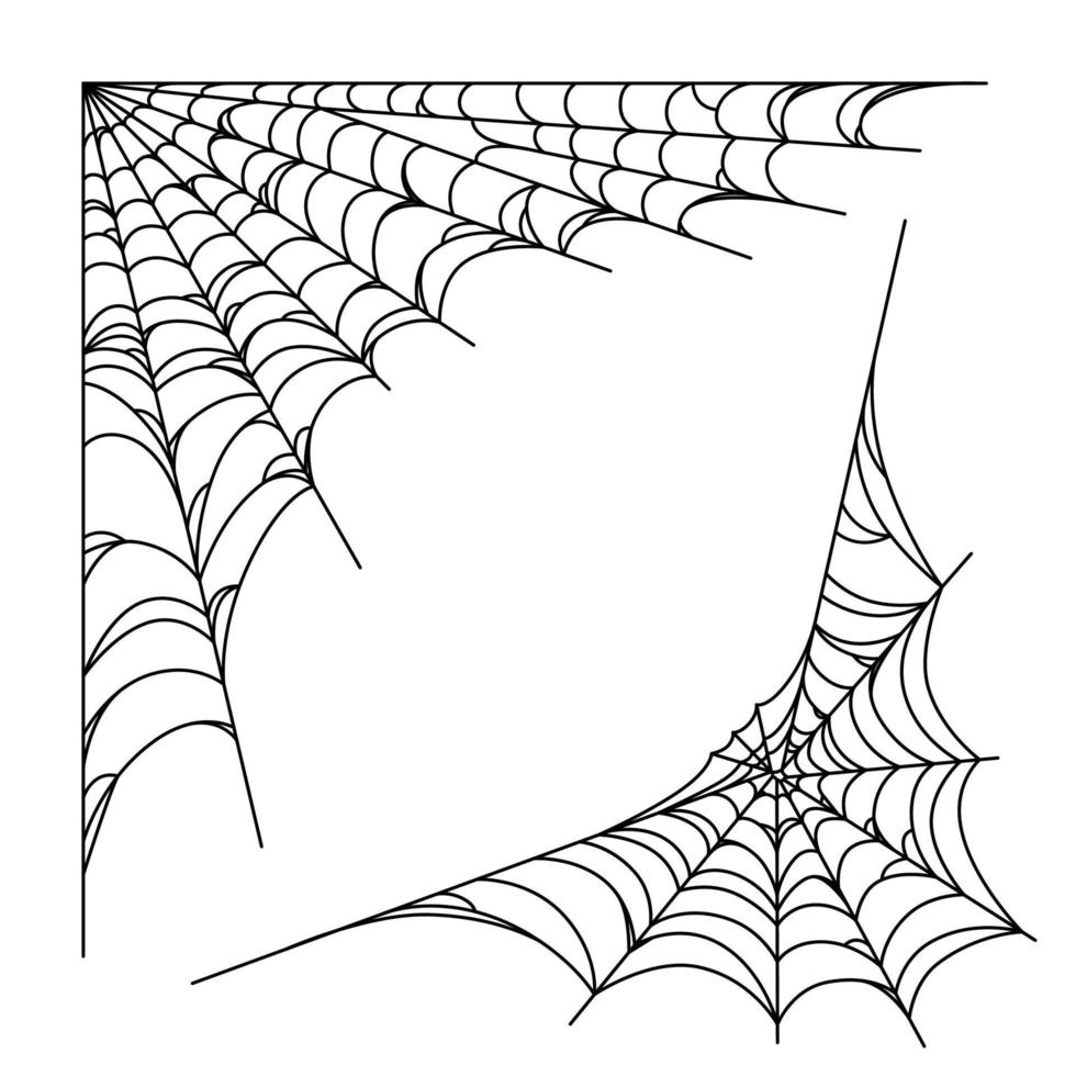 Spider web corners for Halloween designs. Spiderweb corners isolated in white background. Vector illustration