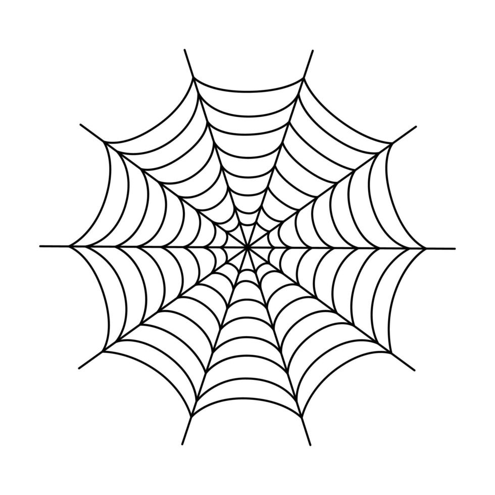 Symmetrical spider web. Halloween spider web isolated on white background. Vector illustration
