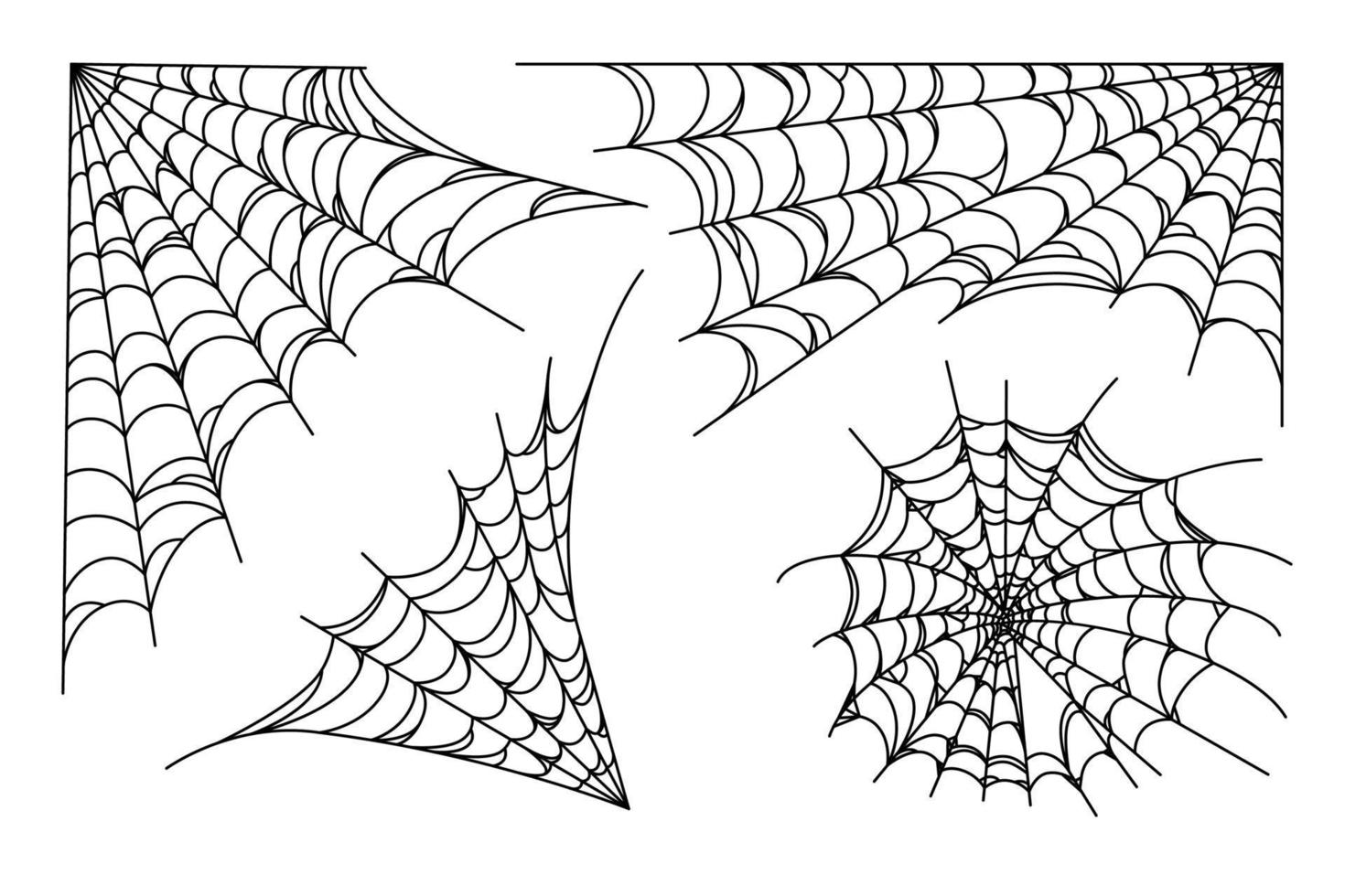 Spider web set isolated on white background. Spooky Halloween cobwebs. Vector illustration