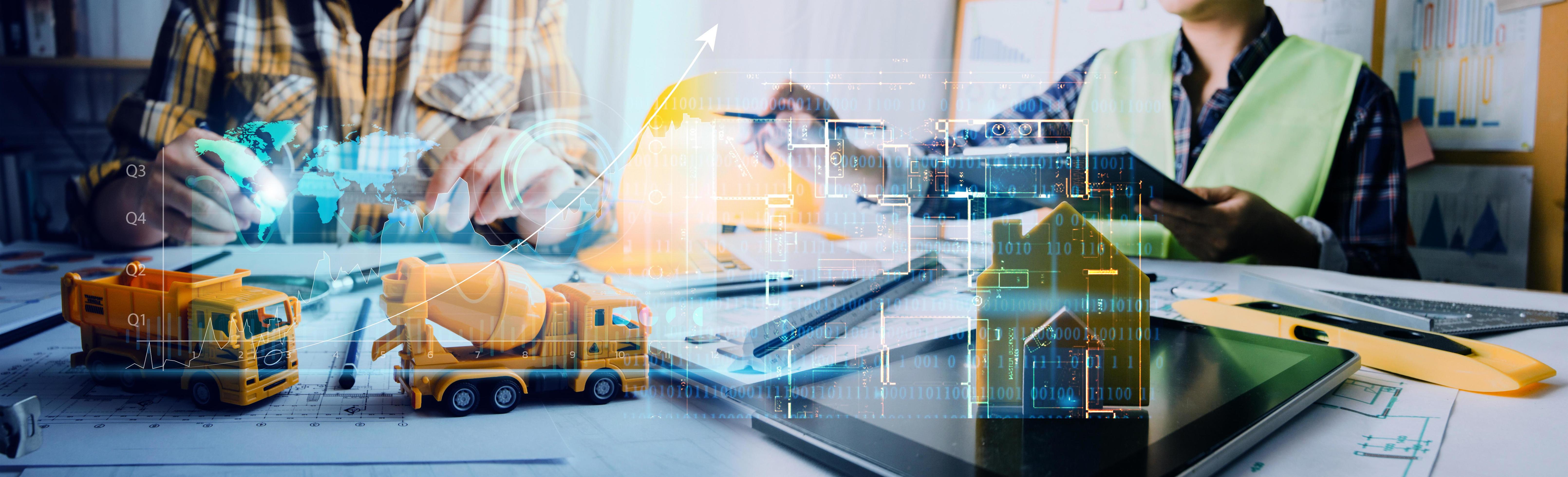 Scene of industrial engineers discussion, Construction architect with