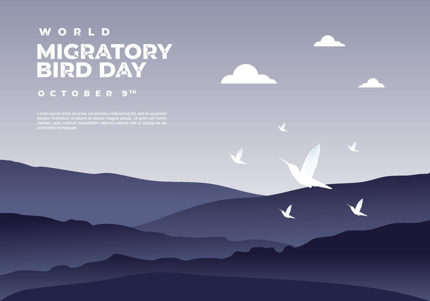 World migratory bird day background on october 9th. vector