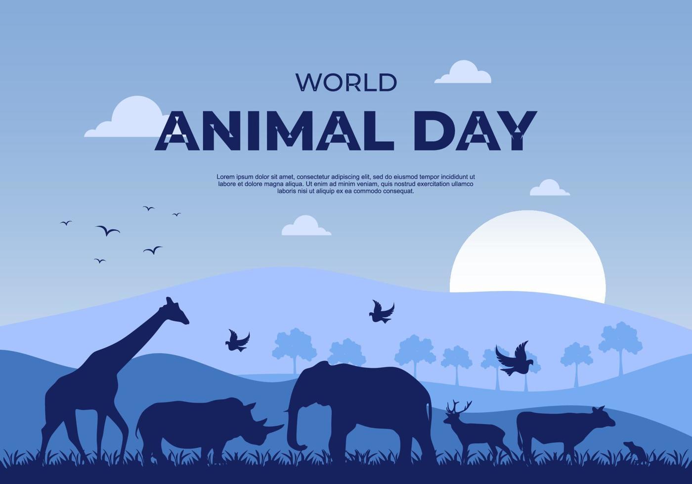 día mundial de los animales con animales en el bosque celebrado el 4 de octubre. vector