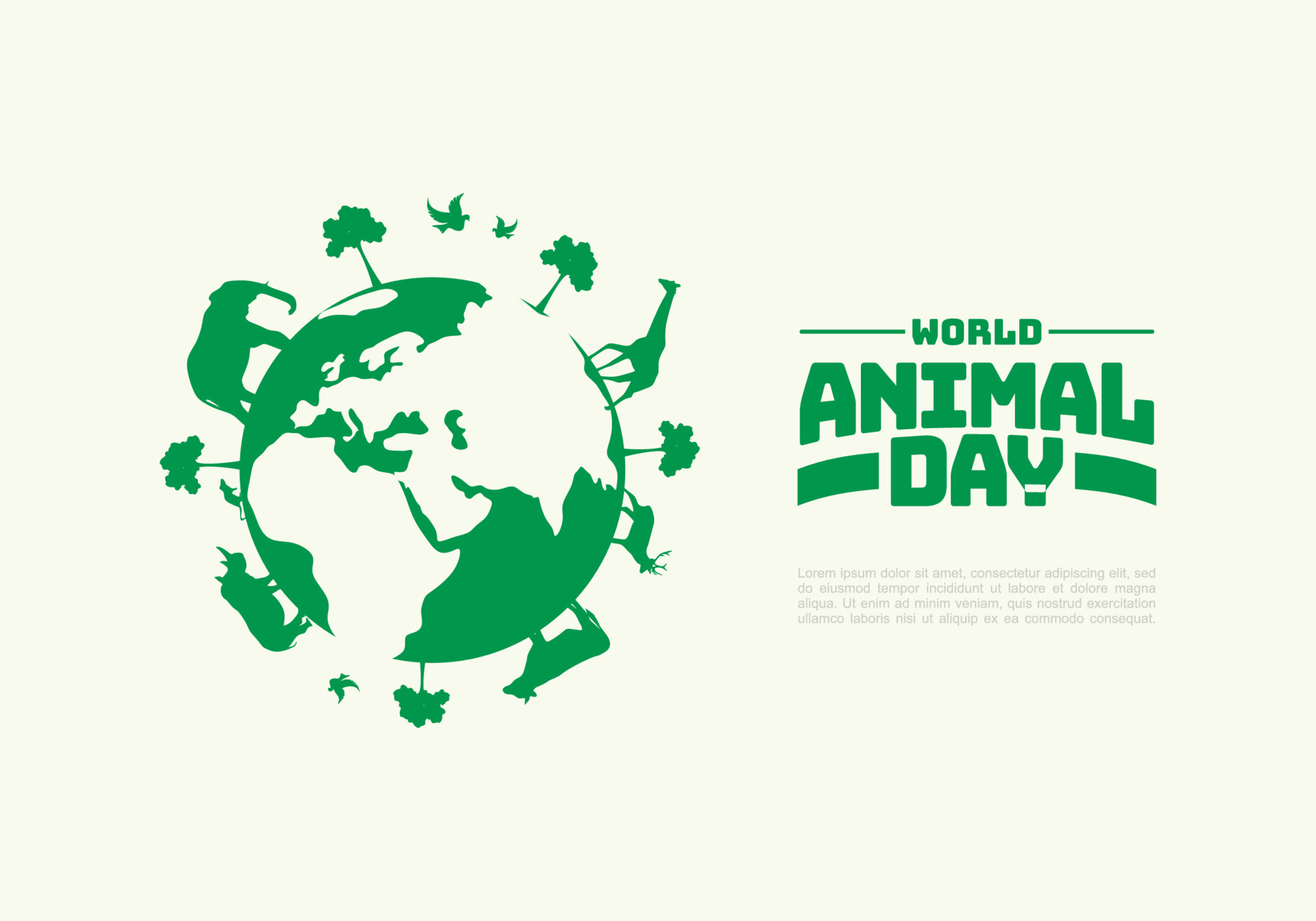World animal day with animal on globe earth celebrated on october 4