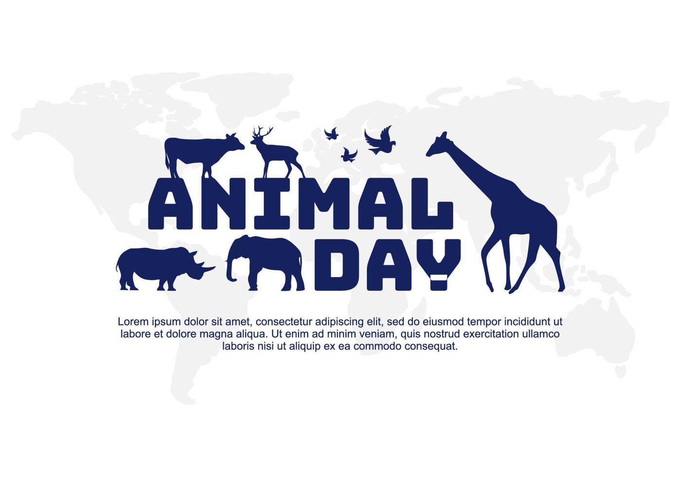 día mundial de los animales con animales en la tierra celebrado el 4 de octubre. vector