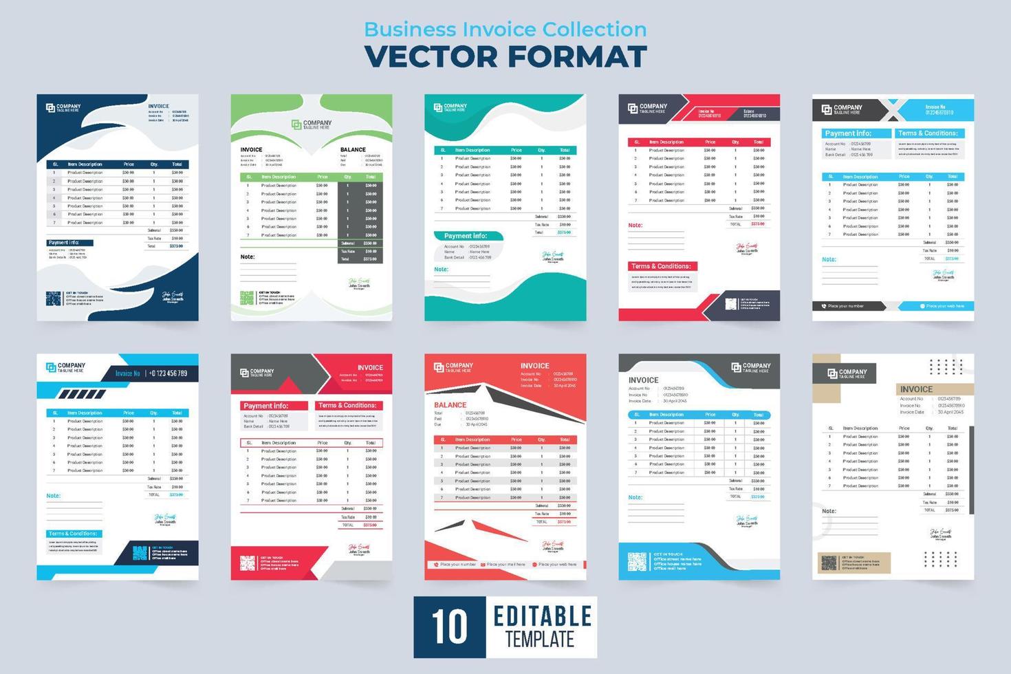 Product order and purchase agreement invoice bundle for corporate business. Payment receipt and minimal invoice template collection vector. Business price voucher and billing invoice set vector. vector