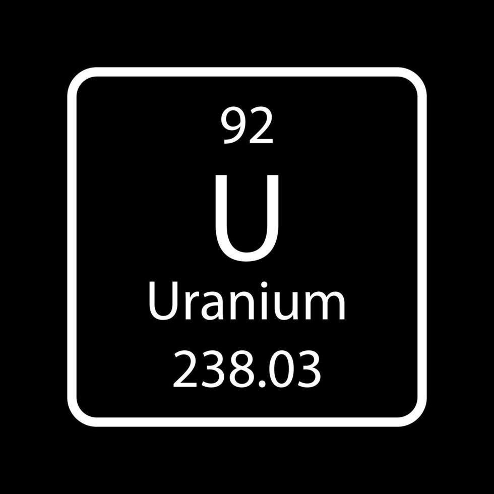 Uranium symbol. Chemical element of the periodic table. Vector illustration.