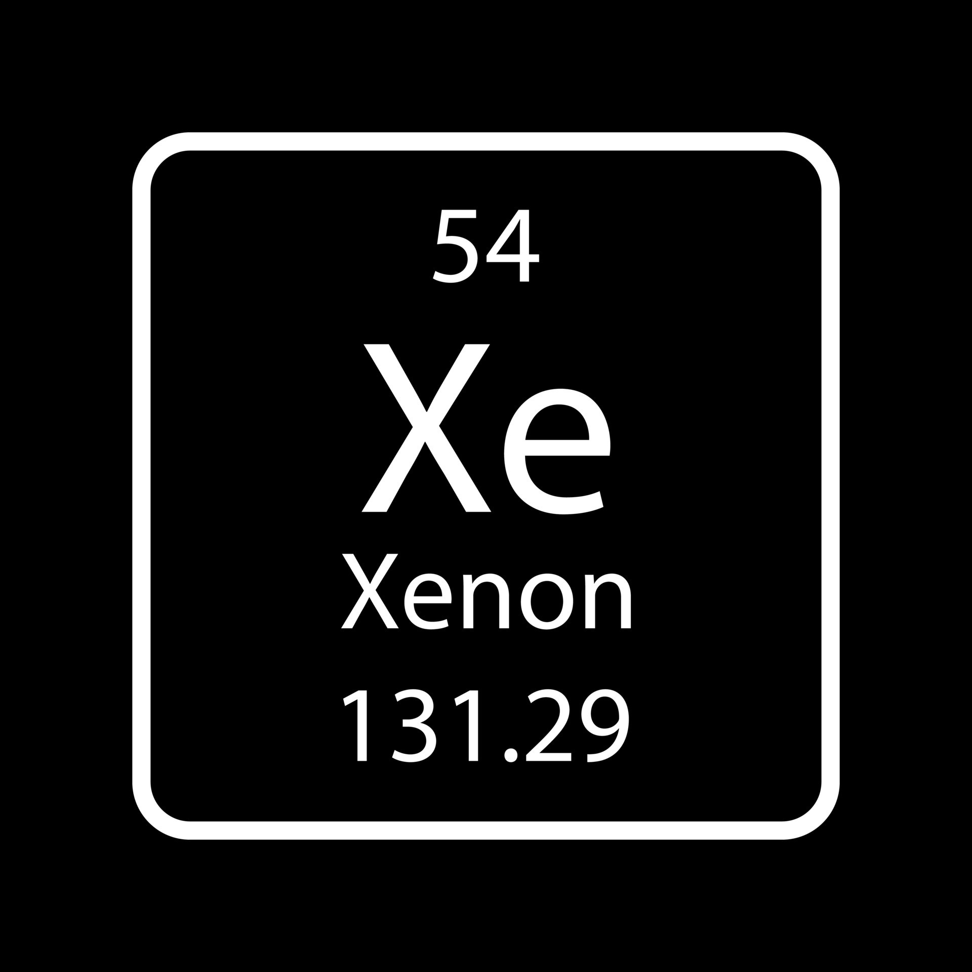 Xenon symbol. Chemical element of the periodic table. Vector