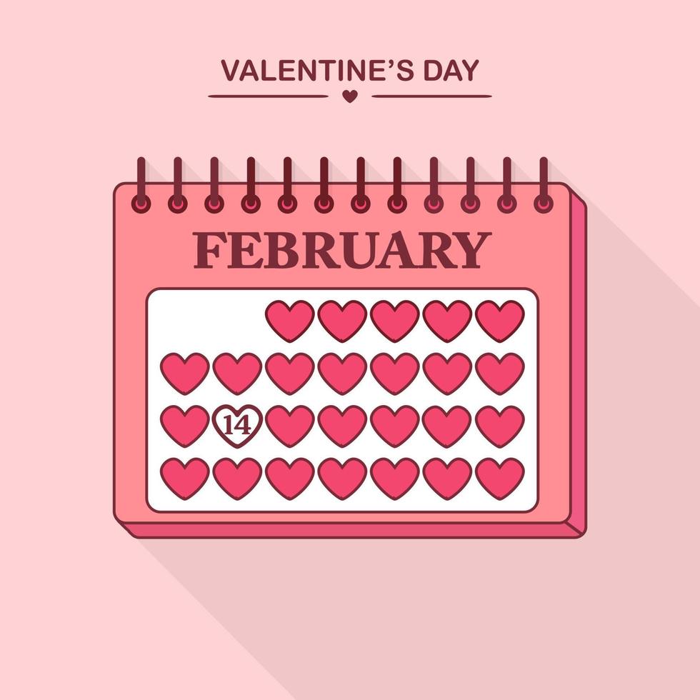 calendario de corte para febrero. feliz día de san valentín, 14 de febrero vector