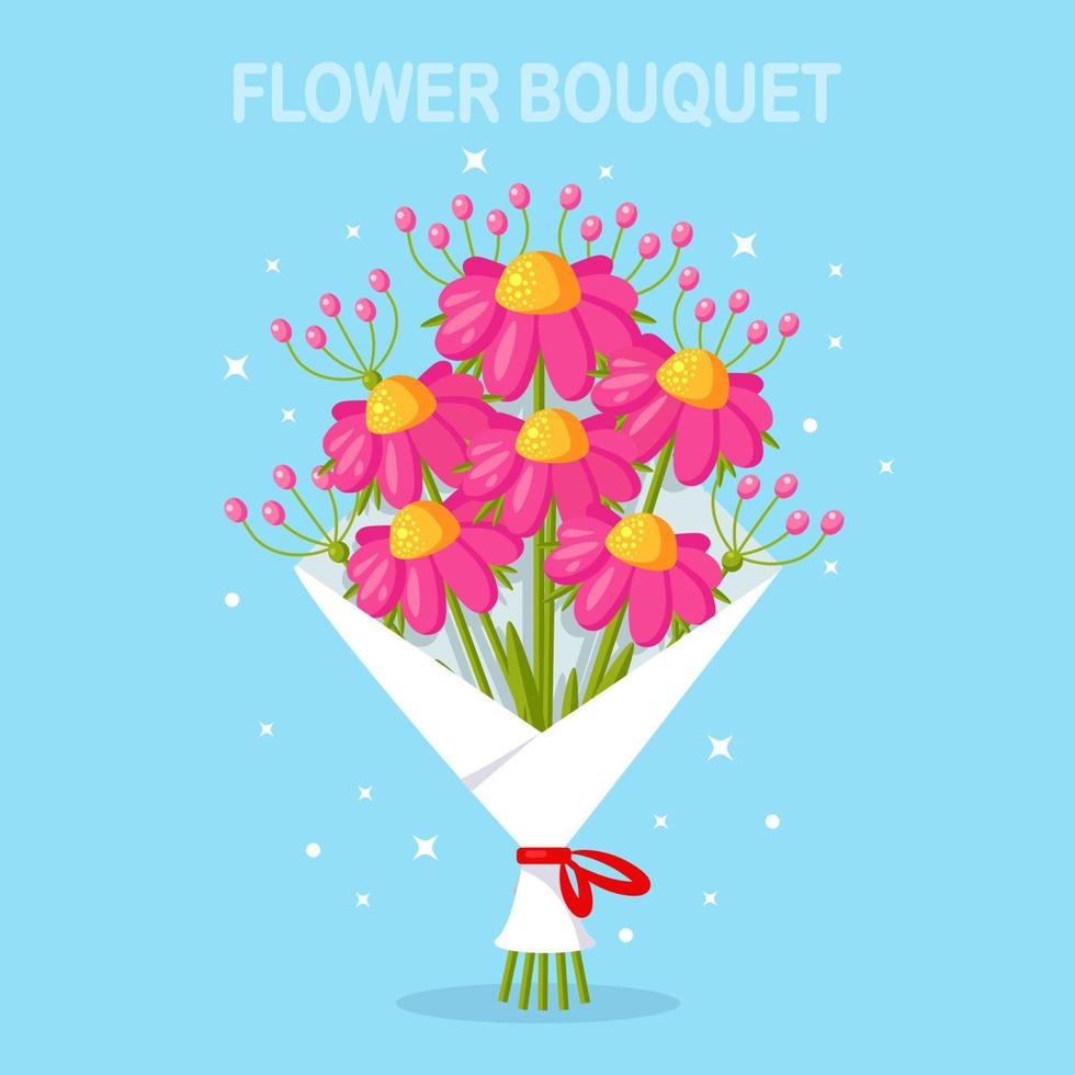 hermoso ramo ramo de flores para regalo. diseño de dibujos animados para tarjeta de felicitación vector