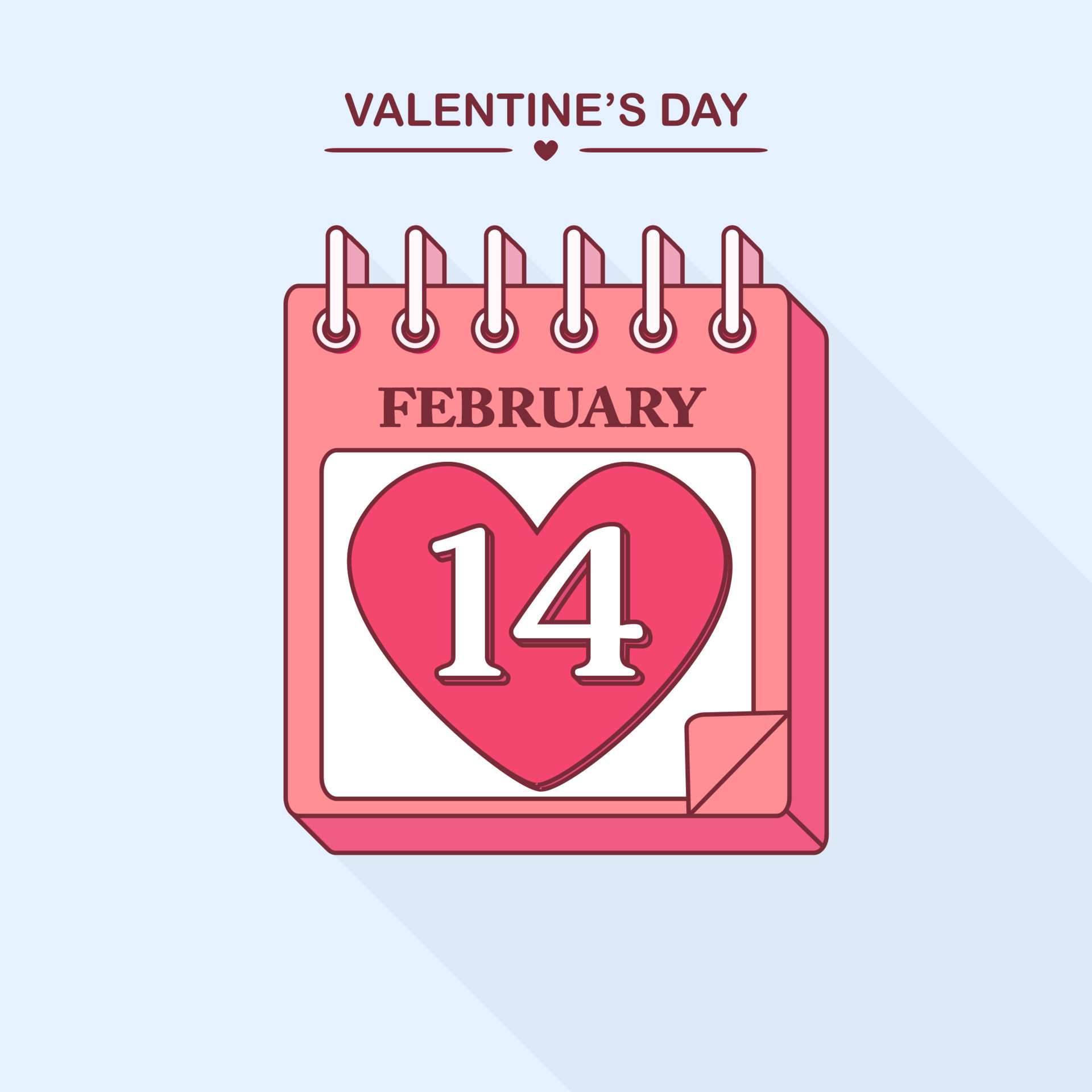 Tearoff calendar for february. Happy valentines day, 14 february