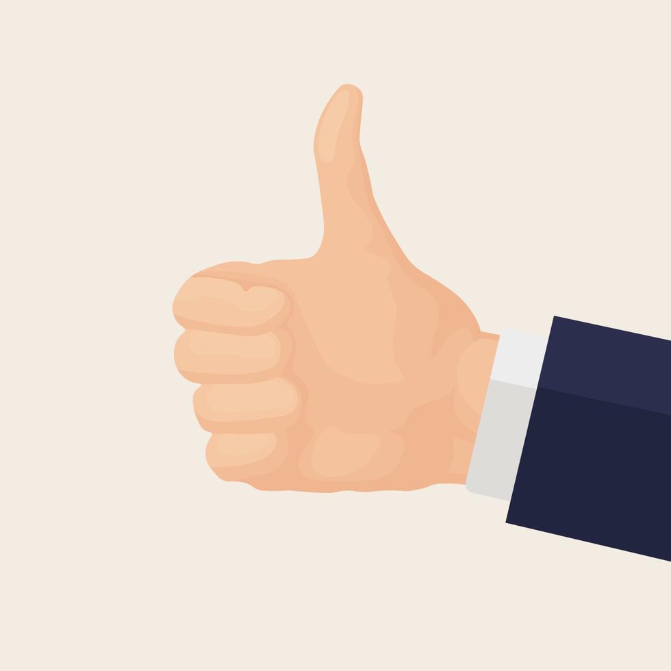 Businessman with thumb up. Social network like, feedback, good review vector