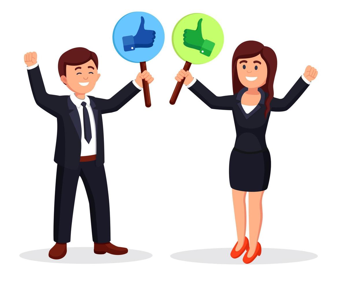 Group of business people with thumbs up. Social media. Good opinion. Testimonials, feedback, customer review concept vector