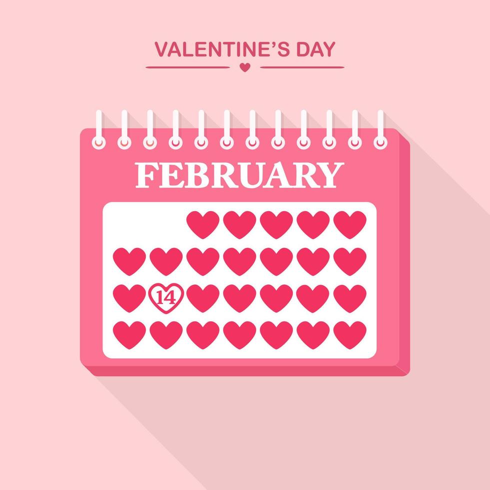 calendario de corte para febrero. feliz día de san valentín, 14 de febrero vector